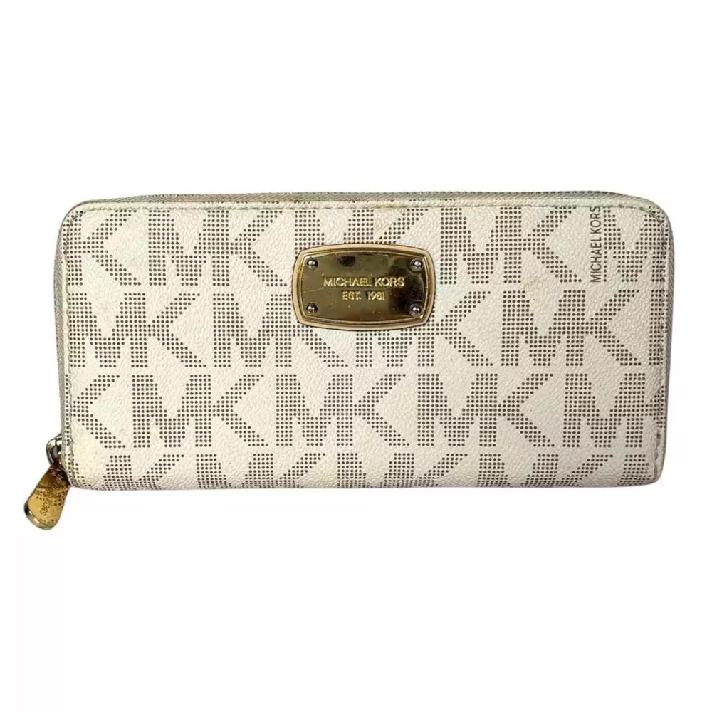MICHAEL KORS White Grey Jet Set Continental Wallet